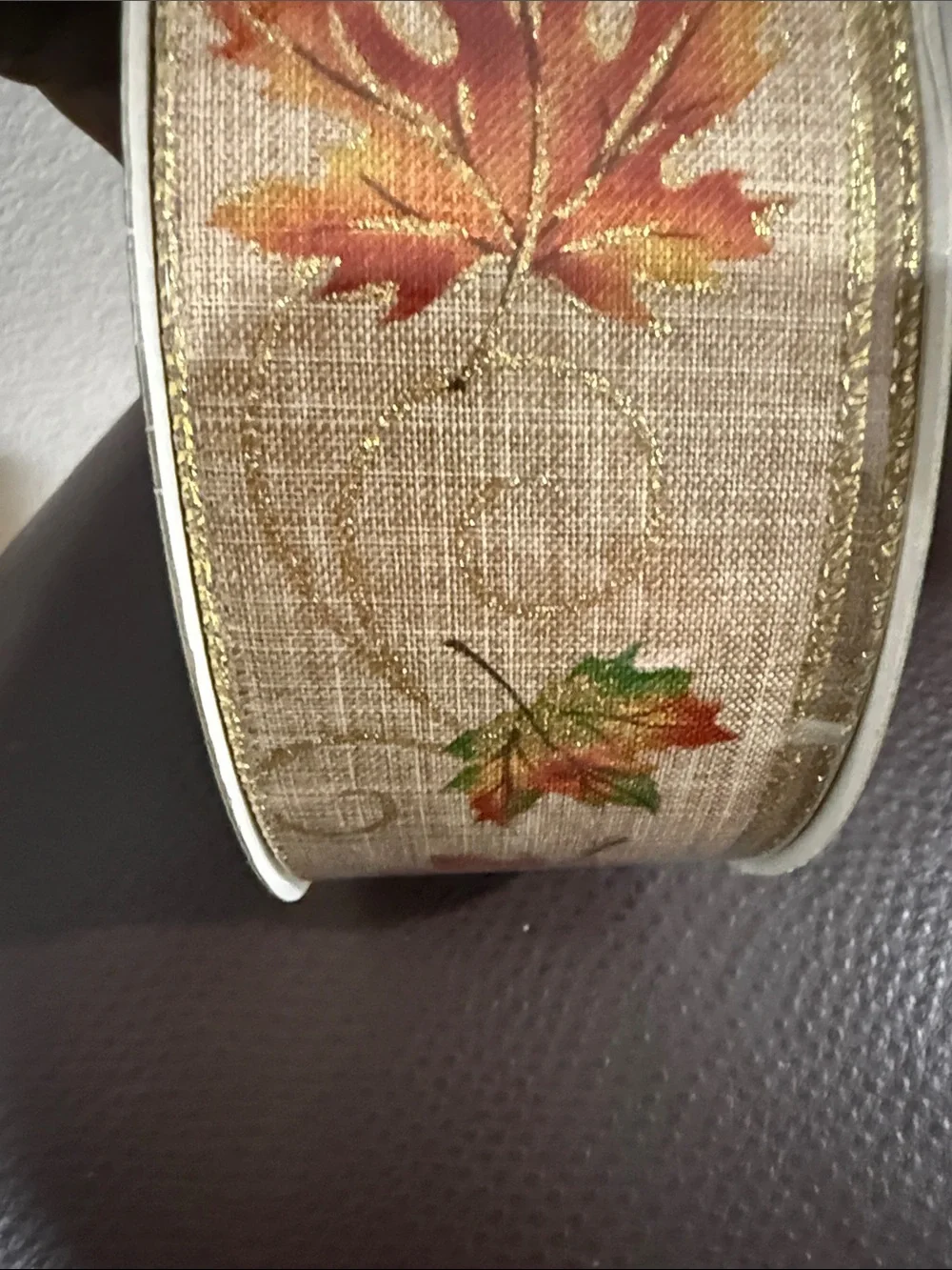 Kirkland Signature Metallic Fall Leaf Ribbon - Green, Gold, Red, Brown